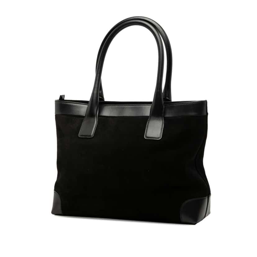 Gucci Suede Web Tote Black Leather Good condition - Back View