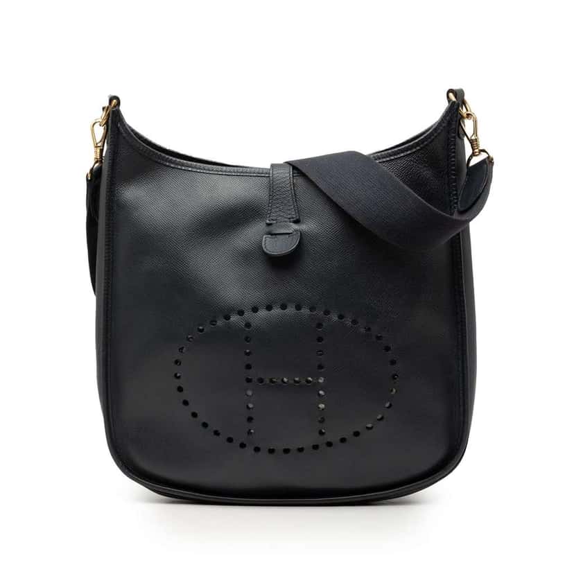 Hermès Epsom Evelyne GM Black Leather Good condition - Front View