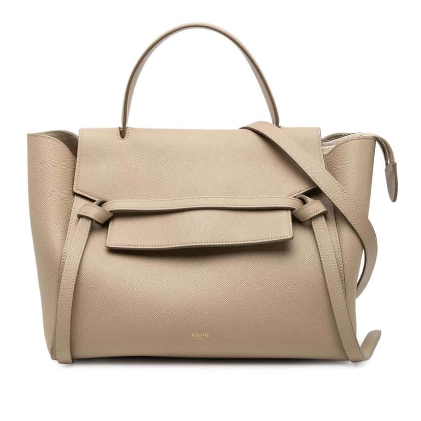 Celine Mini Grained Calfskin Belt Bag Brown Leather Good condition - Front View