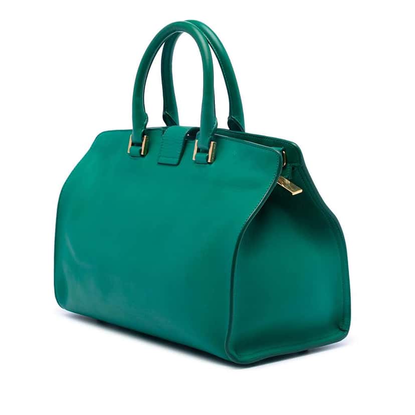 Saint Laurent Small Calfskin Cabas Chyc Satchel Green Leather Good condition - Back View