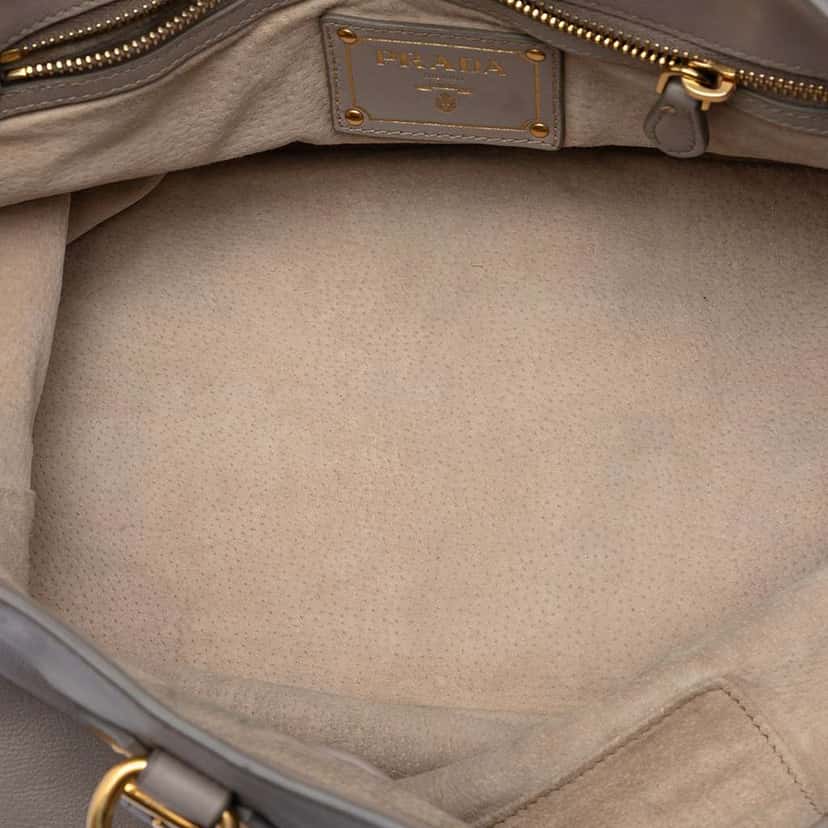 Prada Soft Calfskin Open Convertible Shopping Tote Grey Leather Good condition - Model View