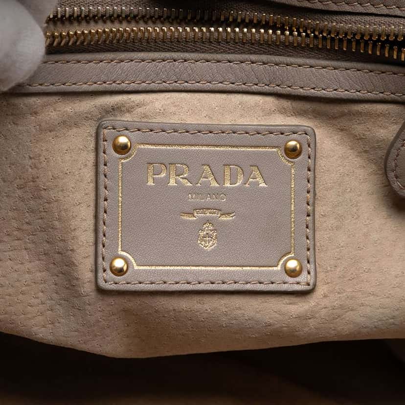 Prada Soft Calfskin Open Convertible Shopping Tote Grey Leather Good condition - Box View