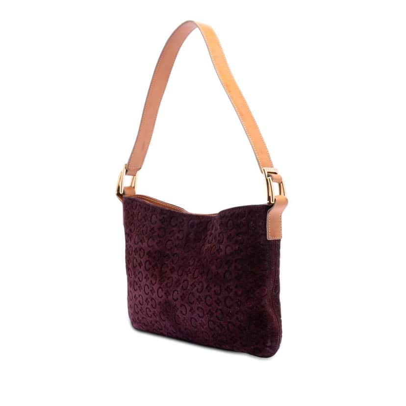 Celine C Macadam Suede Shoulder Bag Red Leather Good condition - Back View