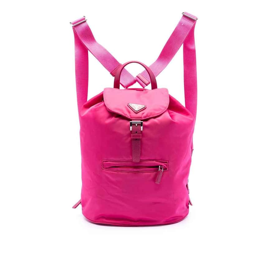 Prada Tessuto Drawstring Backpack Pink Good condition - Front View