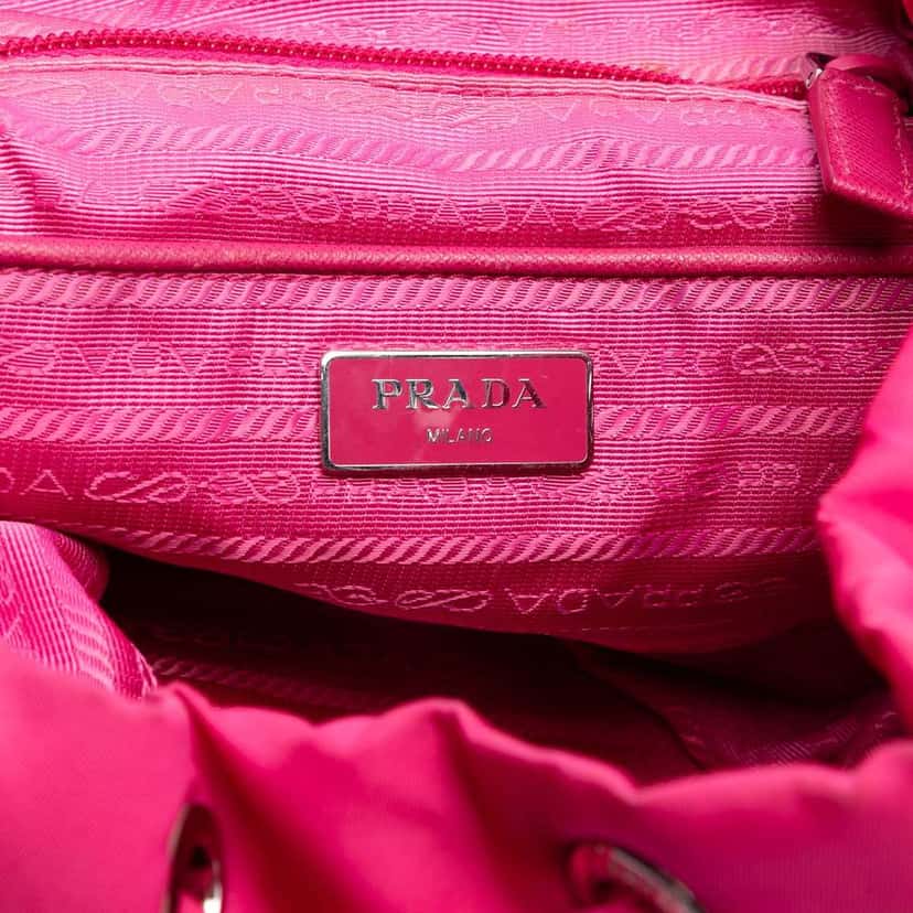 Prada Tessuto Drawstring Backpack Pink Good condition - Box View