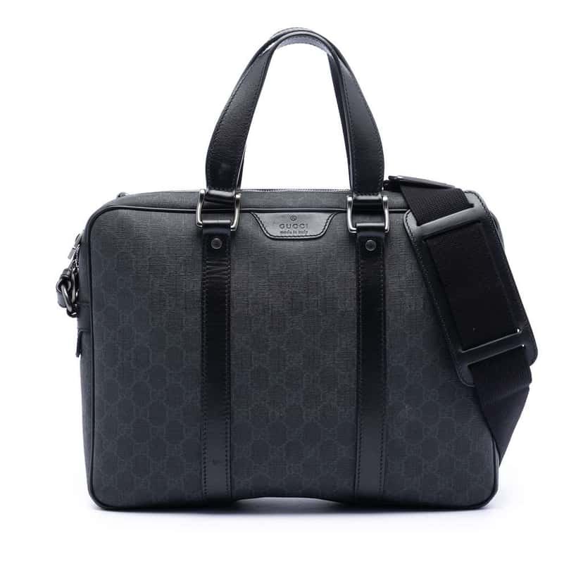 Gucci GG Supreme Briefcase Black Canvas Good condition - Front View
