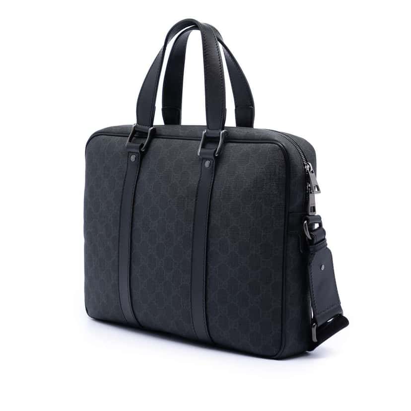 Gucci GG Supreme Briefcase Black Canvas Good condition - Back View