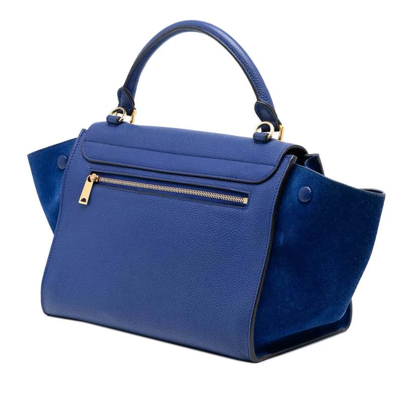 Celine Small Leather Trapeze Satchel Blue Leather Very good condition - Back View