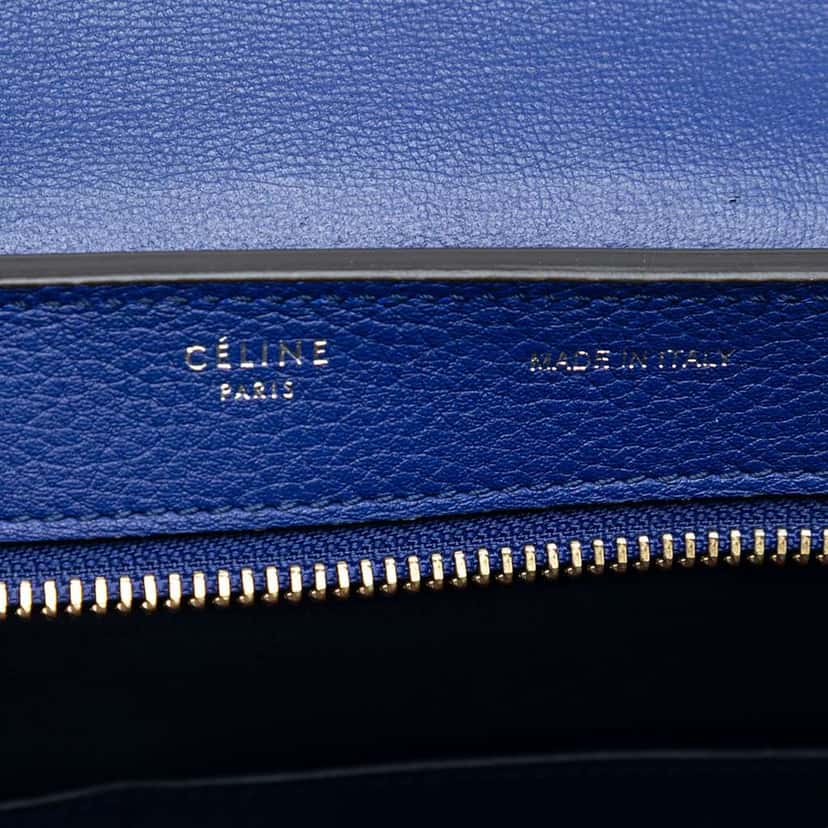 Celine Small Leather Trapeze Satchel Blue Leather Very good condition - Box View