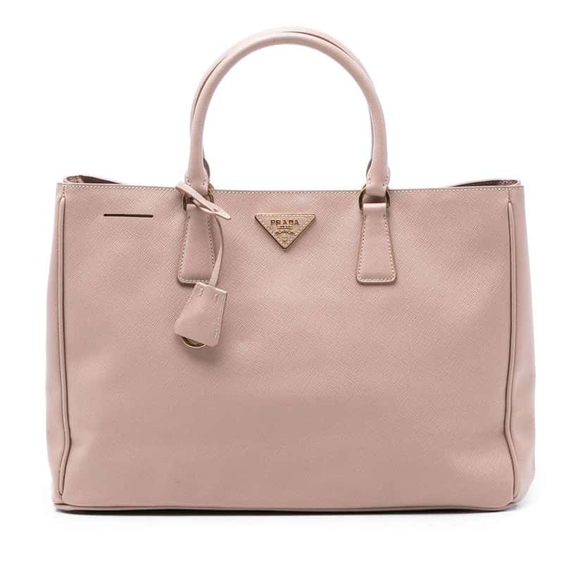 Prada Large Saffiano Lux Galleria Double Zip Tote Brown Leather Good condition - Front View