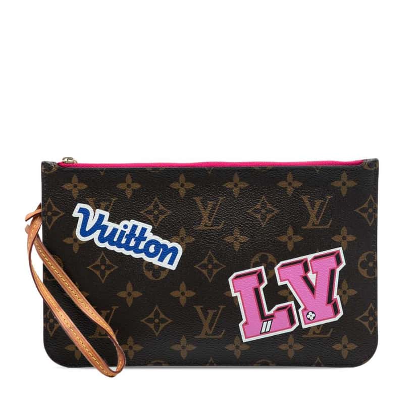 Louis Vuitton Monogram Patches Neverfull MM Pouch Brown Good condition - Front View
