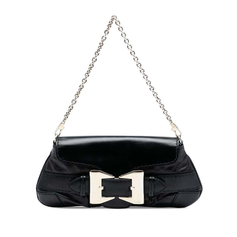 Gucci Leather Dialux Queen Shoulder Bag Black Leather Good condition - Front View