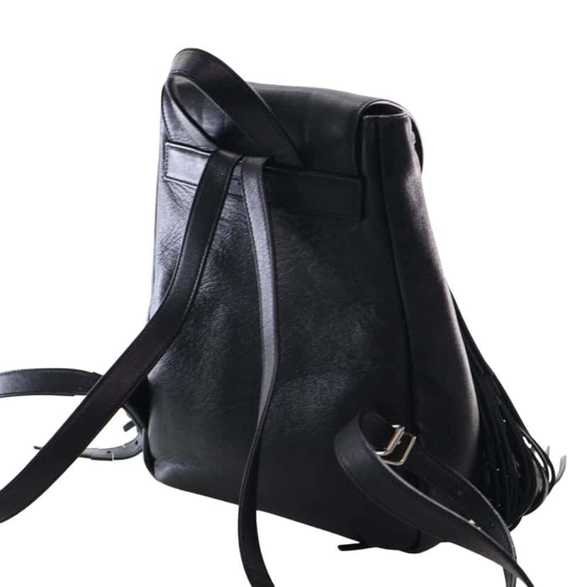 Saint Laurent Small Calfskin Fringe Festival Backpack Black Leather Good condition - Box View