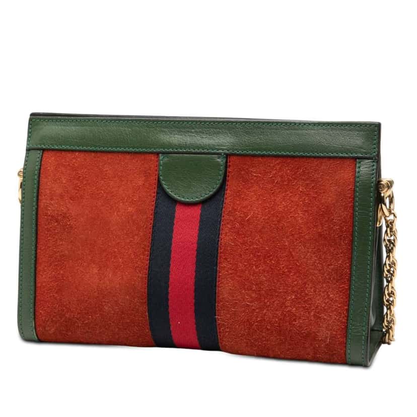 Gucci Small Suede Ophidia Chain Crossbody Orange Leather Very good condition - Back View