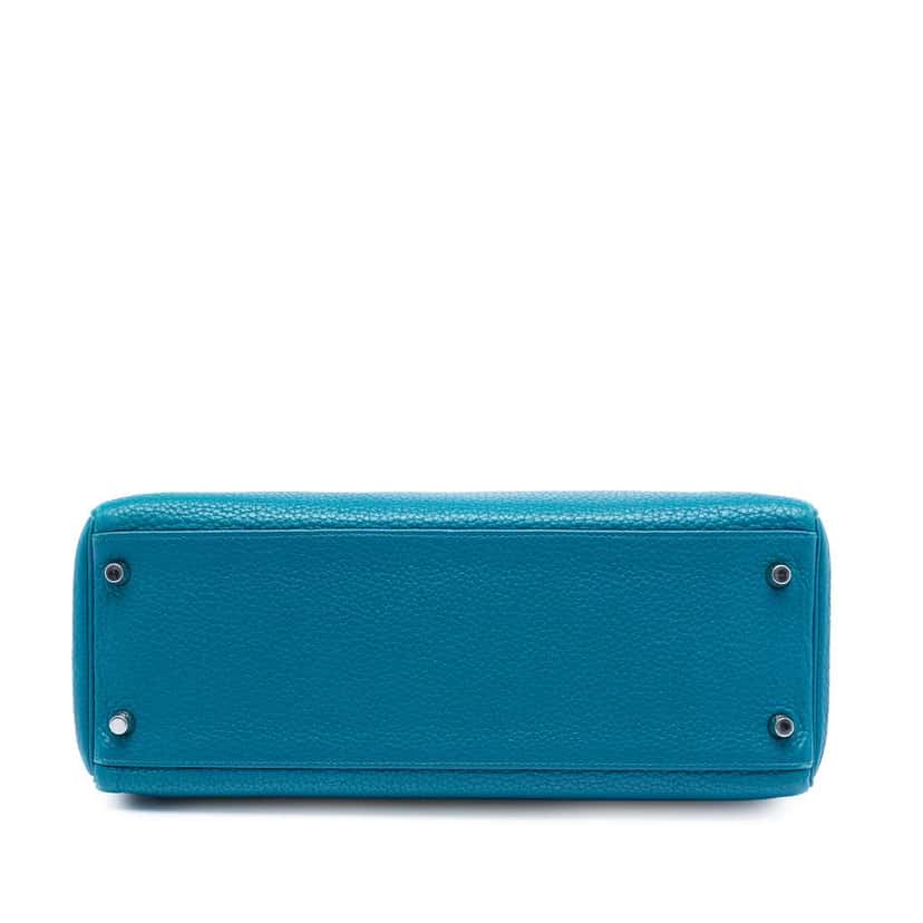 Hermès Clemence Kelly II Retourne 32 Blue Leather Good condition - Inside View
