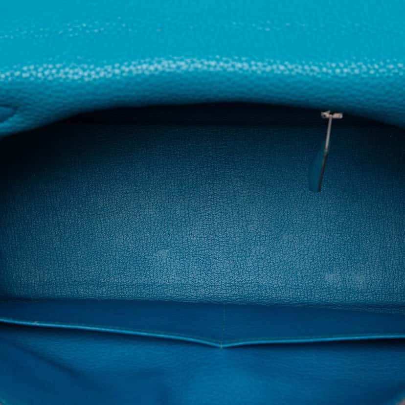 Hermès Clemence Kelly II Retourne 32 Blue Leather Good condition - Model View