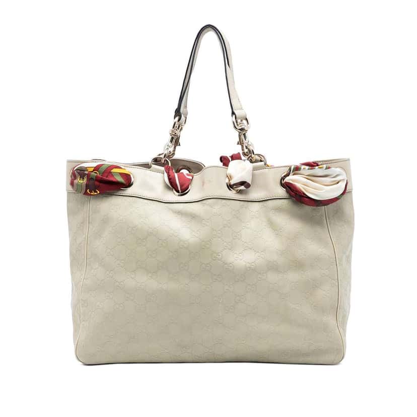 Gucci Large Guccissima Positano Scarf Tote Brown Leather Good condition - Front View