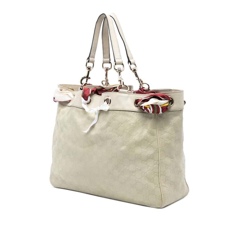Gucci Large Guccissima Positano Scarf Tote Brown Leather Good condition - Back View