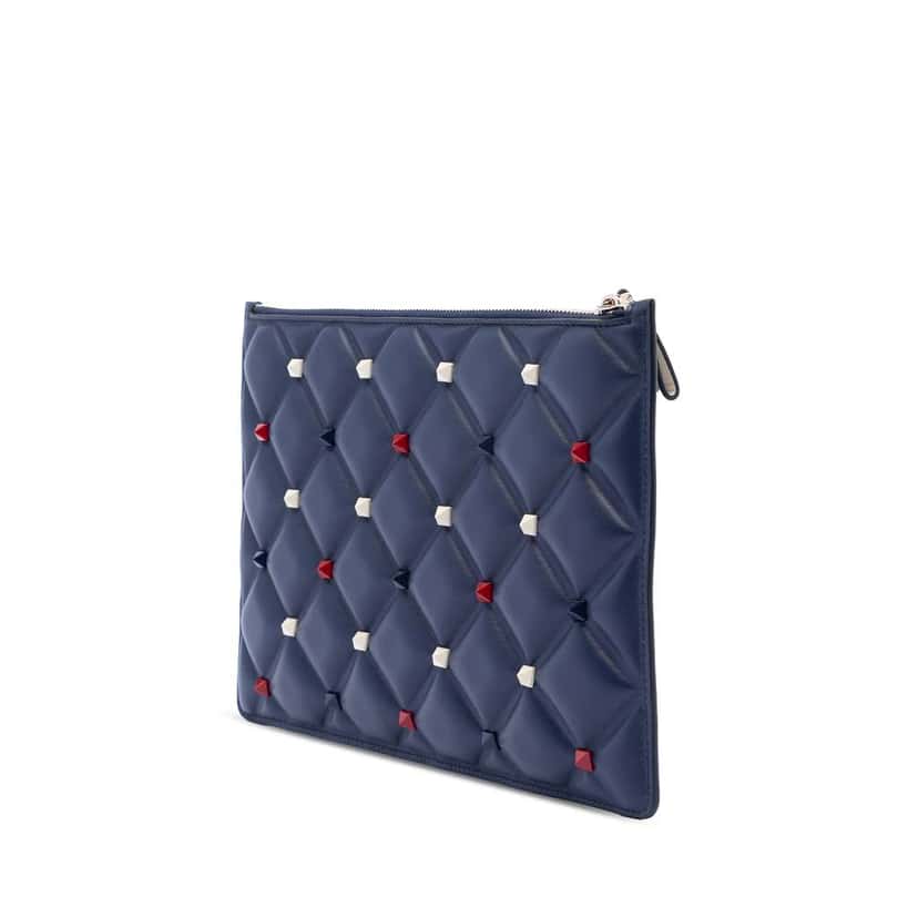 Valentino Nappa Candystud Clutch Blue Leather Good condition - Back View