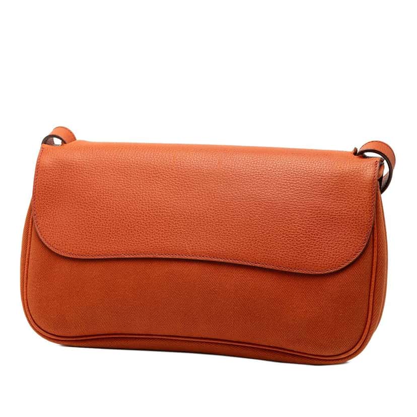 Hermès Vache Liege and Toile Sac Colorado PM Orange Leather Very good condition - Back View