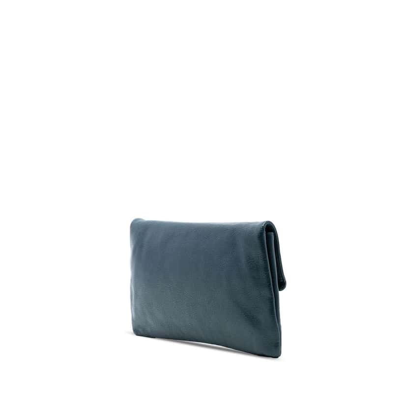 Balenciaga Chevre Motocross Classic Metallic Edge Envelope Clutch Blue Leather Very good condition - Back View