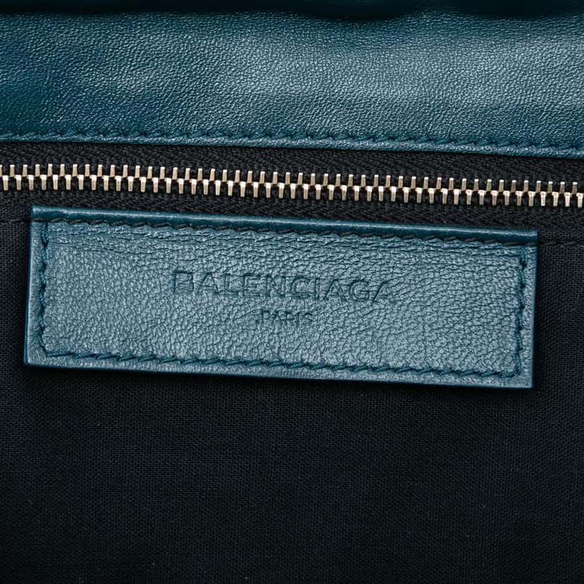 Balenciaga Chevre Motocross Classic Metallic Edge Envelope Clutch Blue Leather Very good condition - Box View