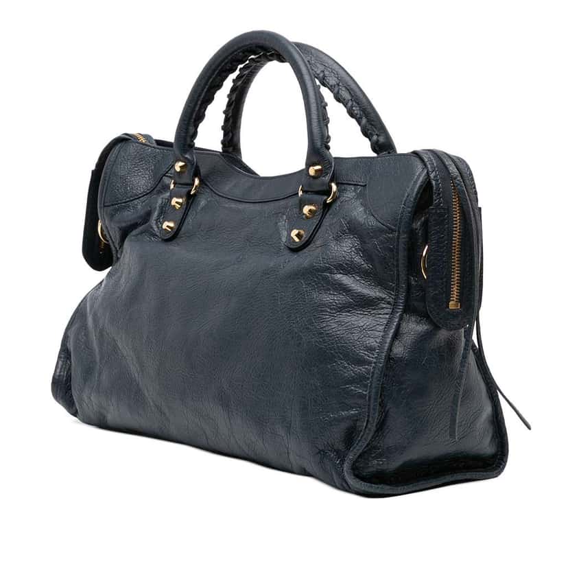 Balenciaga Lambskin Motocross Classic City Satchel Blue Leather Fair condition - Back View