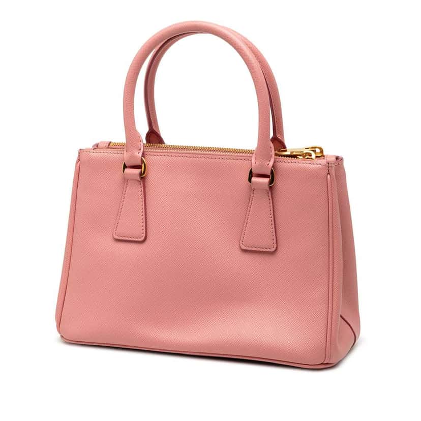Prada Mini Saffiano Lux Galleria Double Zip Pink Leather Good condition - Back View