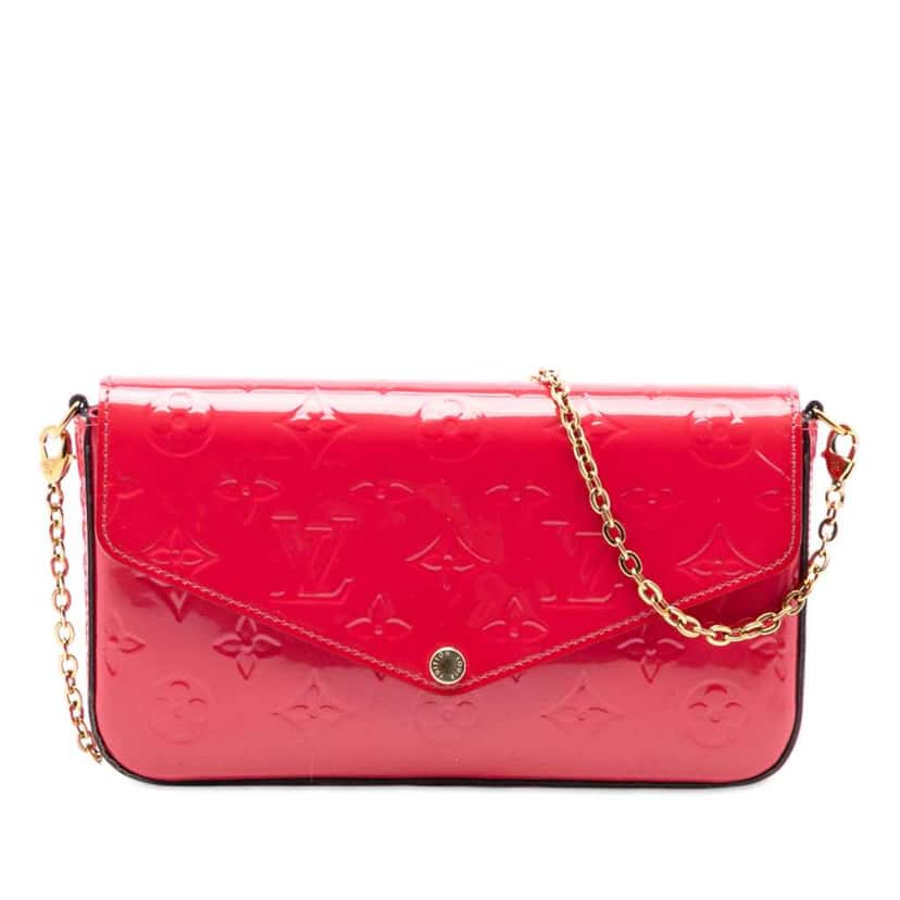 Louis Vuitton Monogram Vernis Pochette Felicie Red Leather Very good condition - Front View