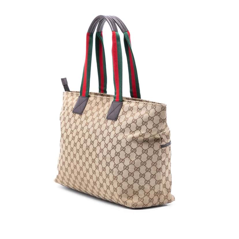 Gucci GG Canvas Web Tote Brown Canvas Good condition - Back View