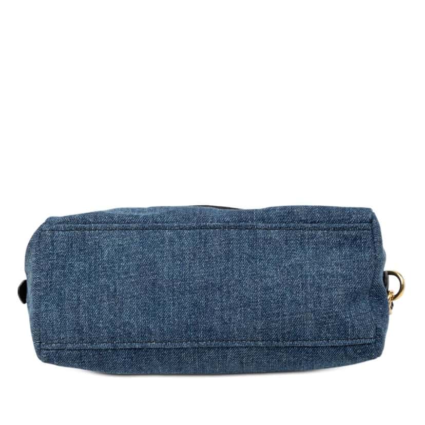 Miu Miu Denim Embroidered Logo Wristlet Pouch Blue Denim Very good condition - Inside View