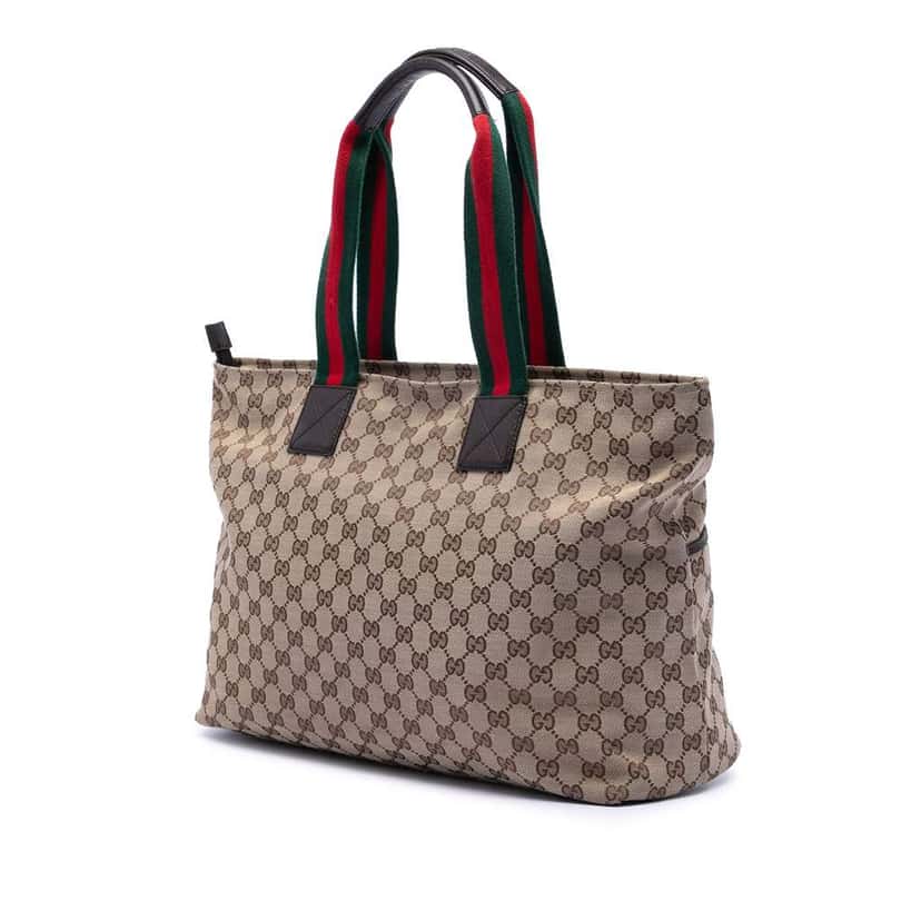 Gucci GG Canvas Web Tote Brown Canvas Good condition - Back View