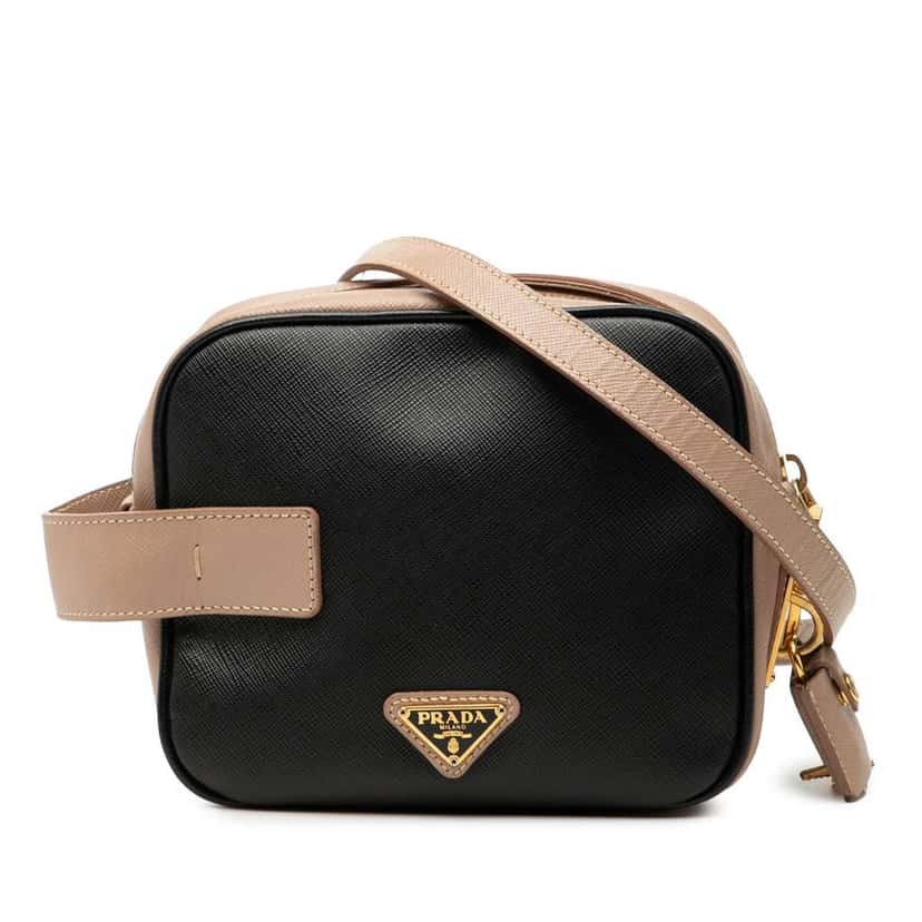 Prada Mini Bicolor Saffiano Lux Satchel Black Leather Very good condition - Front View