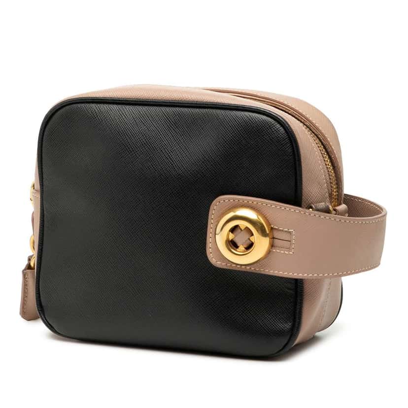 Prada Mini Bicolor Saffiano Lux Satchel Black Leather Very good condition - Back View