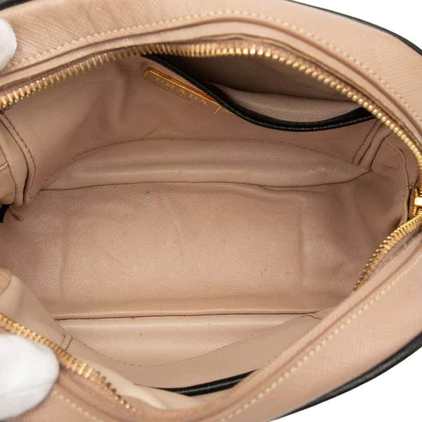 Prada Mini Bicolor Saffiano Lux Satchel Black Leather Very good condition - Model View