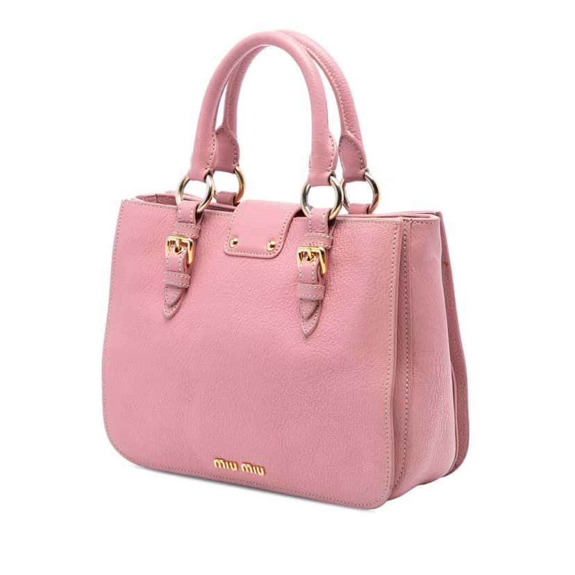 Miu Miu Goatskin Madras Satchel Pink Leather Good condition - Back View