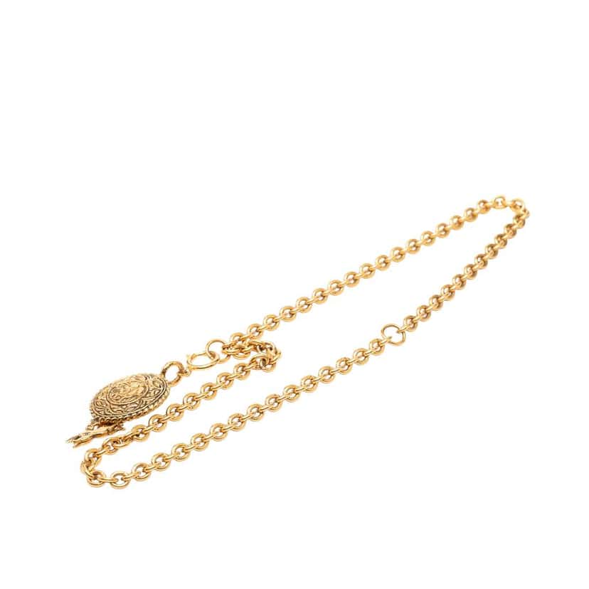 Chanel Gold Plated Knight Horse Pendant Necklace Gold Metal Very good condition - Front View