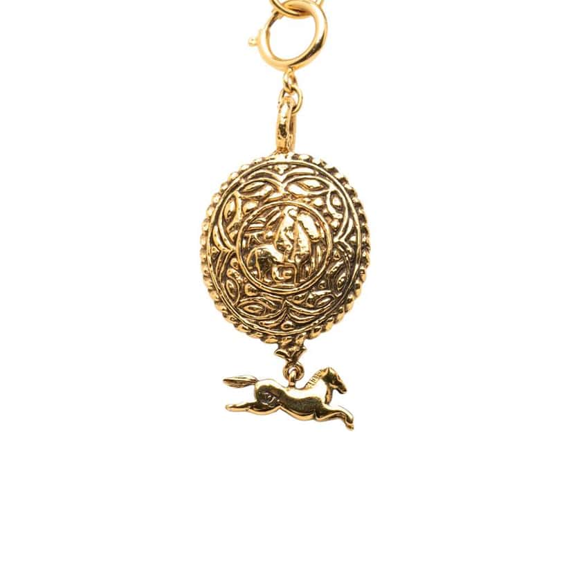 Chanel Gold Plated Knight Horse Pendant Necklace Gold Metal Very good condition - Back View
