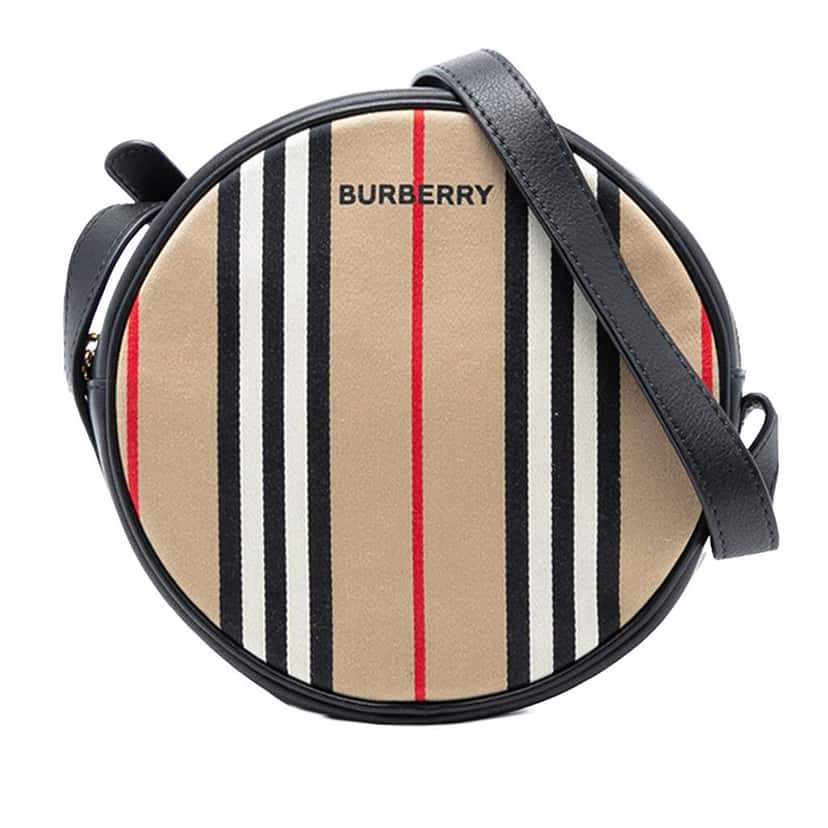 Burberry Icon Stripe Canvas Louise Crossbody Brown Canvas Very good condition - Front View