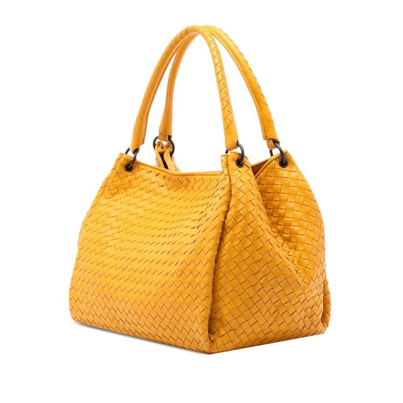 Bottega Veneta Nappa Intrecciato Parachute Tote Yellow Leather Very good condition - Back View