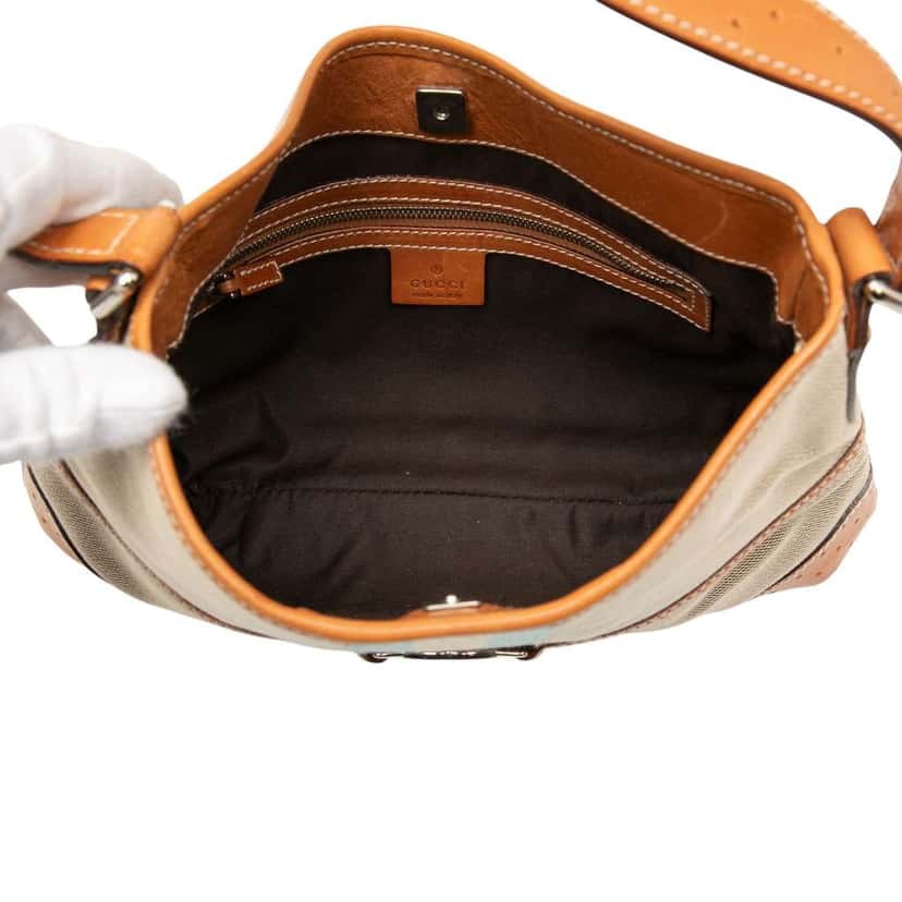 Gucci Canvas Web Reins Shoulder Bag Brown Canvas Good condition - Model View