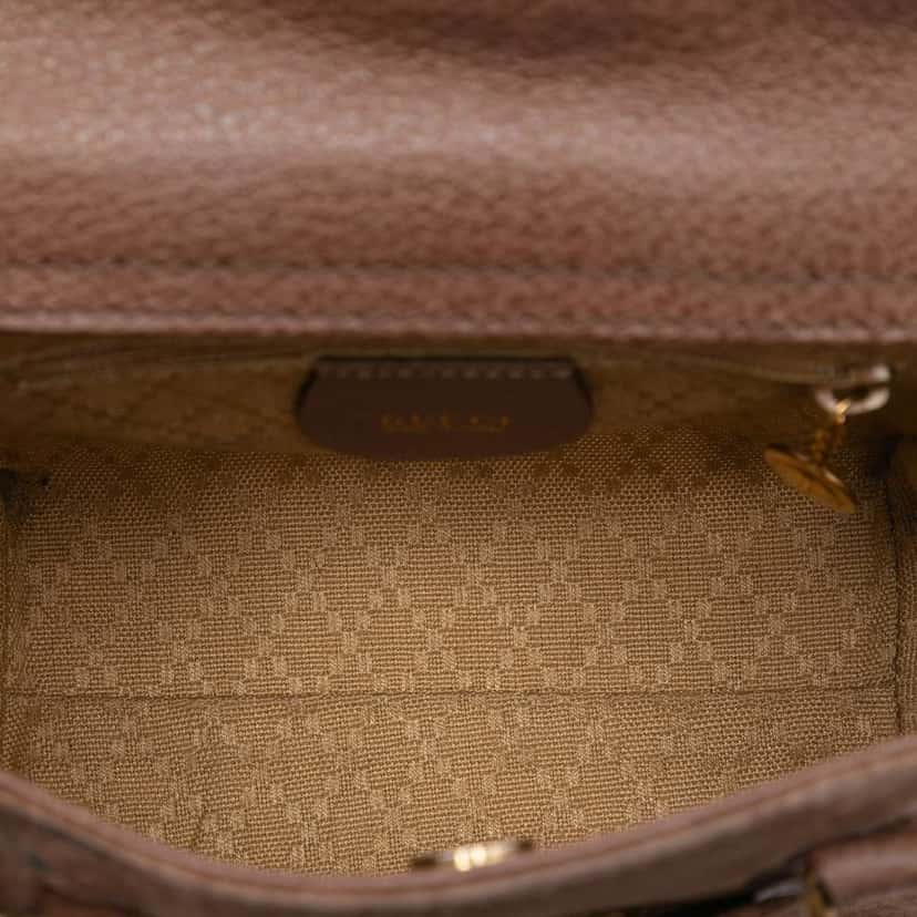 Gucci Mini Suede Bamboo Satchel Brown Leather Very good condition - Model View