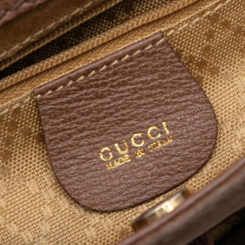 Gucci Mini Suede Bamboo Satchel Brown Leather Very good condition - Box View