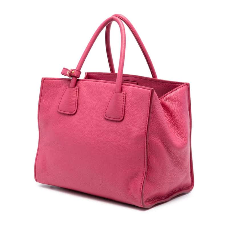 Prada Vitello Daino Front Pocket Open Convertible Tote Pink Leather Very good condition - Back View