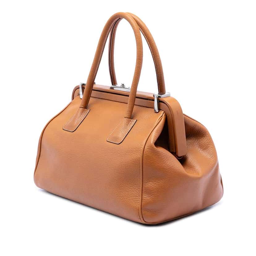 Prada Goatskin Madras Cerniera Handbag Brown Leather Very good condition - Back View