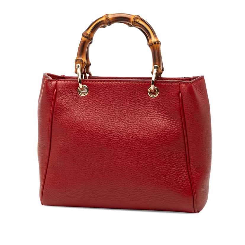 Gucci Mini Calfskin Bamboo Shopper Satchel Red Leather Good condition - Back View