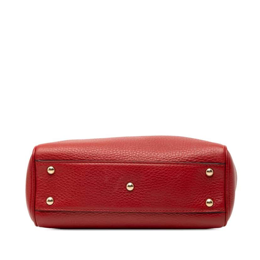 Gucci Mini Calfskin Bamboo Shopper Satchel Red Leather Good condition - Inside View