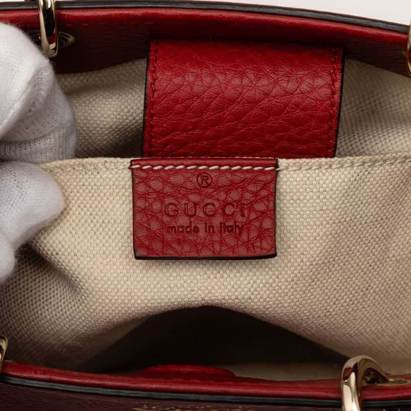 Gucci Mini Calfskin Bamboo Shopper Satchel Red Leather Good condition - Box View