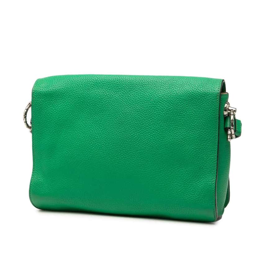 Loewe Pebbled Calfskin Anagram Flap Crossbody Green Leather Very good condition - Back View