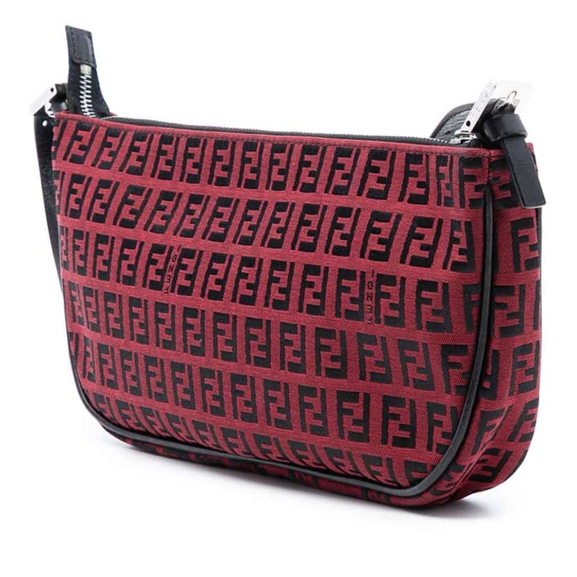 Fendi Zucchino Canvas Pochette Red Canvas Very good condition - Back View